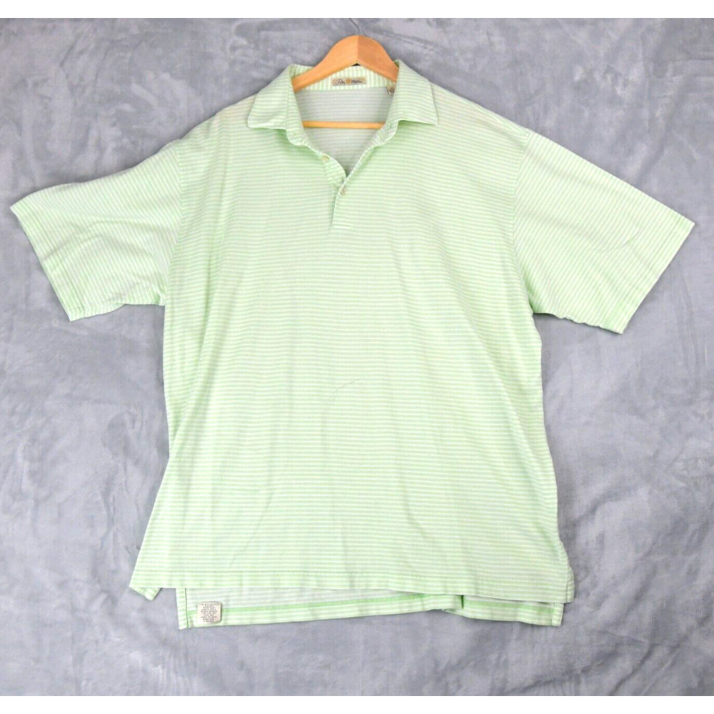Peter Millar Shirt Mens XL Green Stripe Polo Golf Short Sleeve